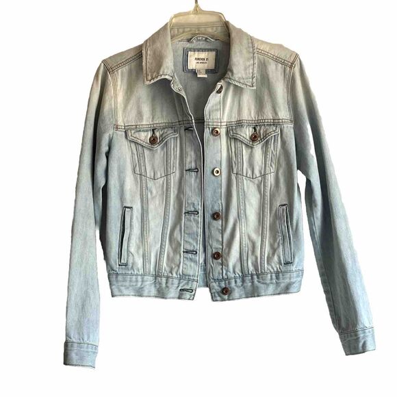 Forever 21 Jacket Women’s Small Light Wash Denim - Picture 1 of 5